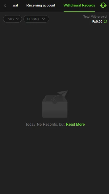 Y999 withdrawal records screen