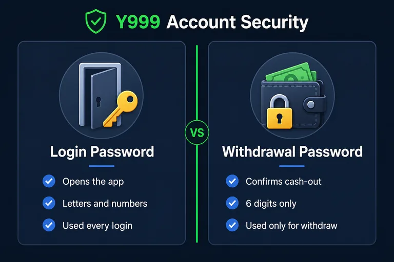 Login password versus withdrawal password